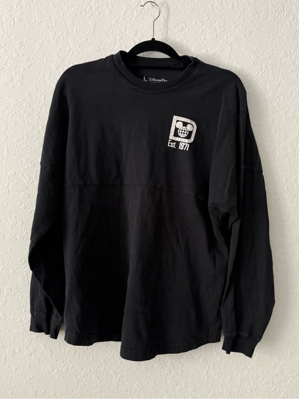 Disney Parks Black Long Spirit Jersey Long Sleeve Crewneck - Small AS IS